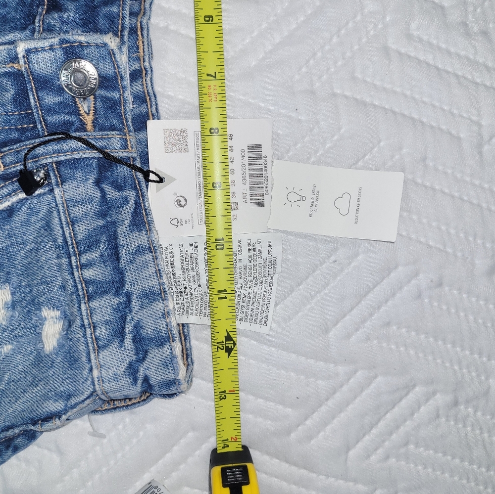 Zara Size 2  Blue Jean Shorts Distressed High-Waisted. New. - Picture 10 of 10